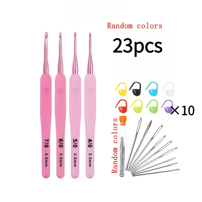 TEMU 23pcs/crochet Hook Set, Ergonomic Knitting Needles, 4 Knitting Hooks, Comes With Beautiful Knitting Additions (9pcs Stainless Steel Large-head