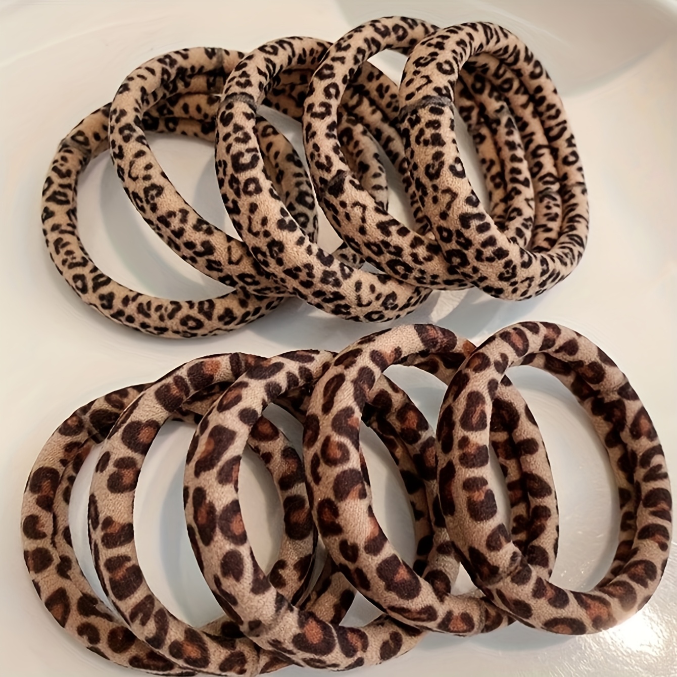 10 Women's Fashion High Elasticity Leopard Print Hair Ties  Ponytail Bun Rubber Bands Fashion Versatile Daily Basic Hair Ties