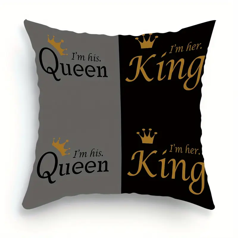 1pc queen and king pillowcase his hers royal couple gift i am king marriage decoration soft plush pillowcase with button closure elegant wedding or anniversary decoration suitable for valentines and qu valentines day gift wedding decor vintage design royal theme premium material hand wash only luxury bedding matching set romantic gift Product details 4
