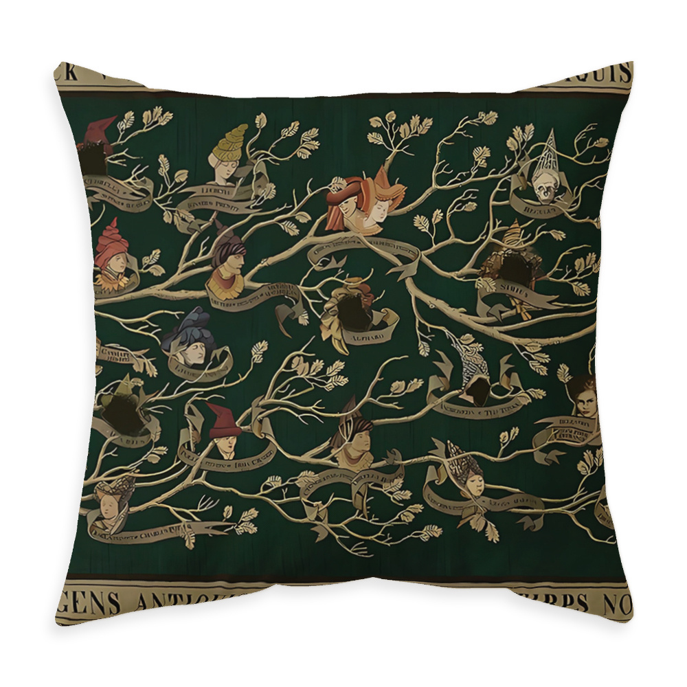 TEMU 1 pièce Taie d'oreiller vintage Arbre généalogique noir, Housse de coussin, Lavable en machine, Matériau , Douce et confortable, Convient pour