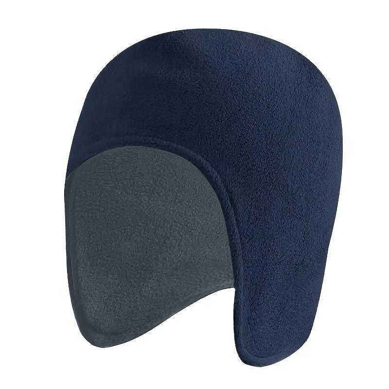 TEMU 1pc & Elderly Winter Fleece Beanie Hat With Earmuffs - Double-layered Warm Ear, Soft Polyester Suitable For Outdoor Cycling, Camping, Bedtime,