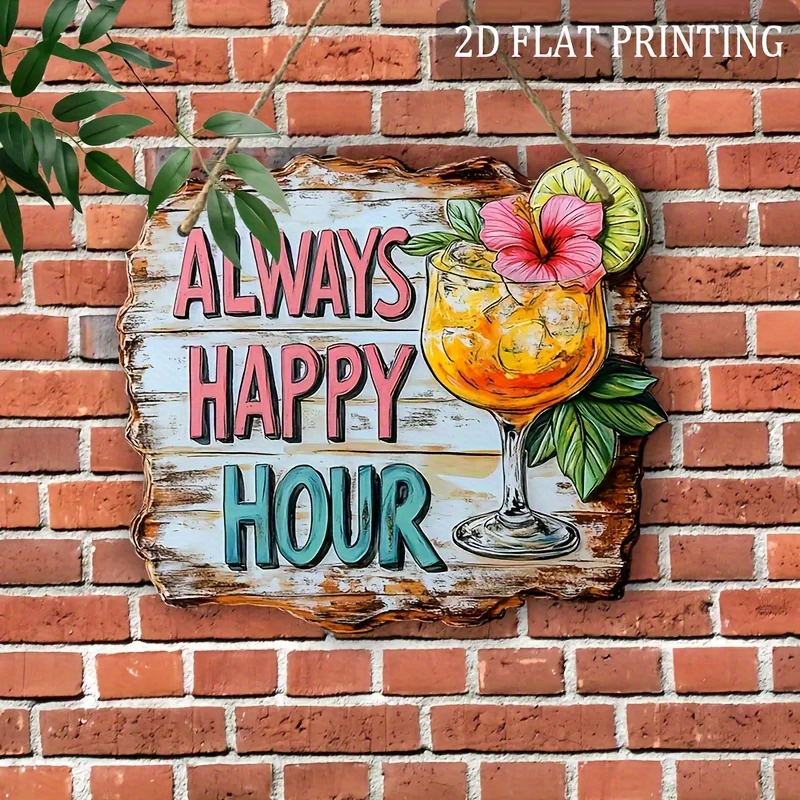 TEMU 2d Flat, 1pc Times Tropical Wooden Sign - Wood 9.8x8.5 (24.89x21.59cm) Decor, Vibrant And Palm Included - Outdoor Indoor Wall Hanging, Suitable