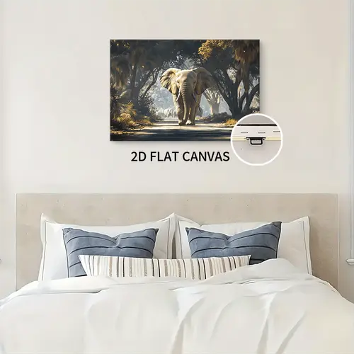 2d canvas wall art with wooden frame ready to hang decor for living room bedroom or dining room dining room decoration wildlife theme canvas elephant decor 2d flat room decor