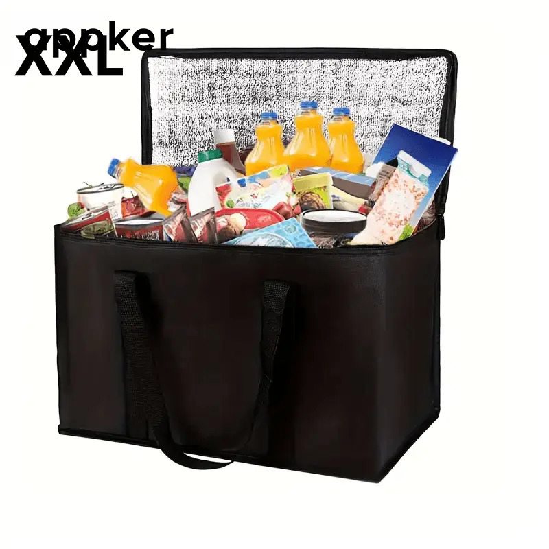 TEMU Xl/xxl Large Capacity Insulated Lunch Bag- Heavy Duty Cold And Hot Refrigerated Handbag With Durable Zipper, Suitable For Camping, Picnicking,
