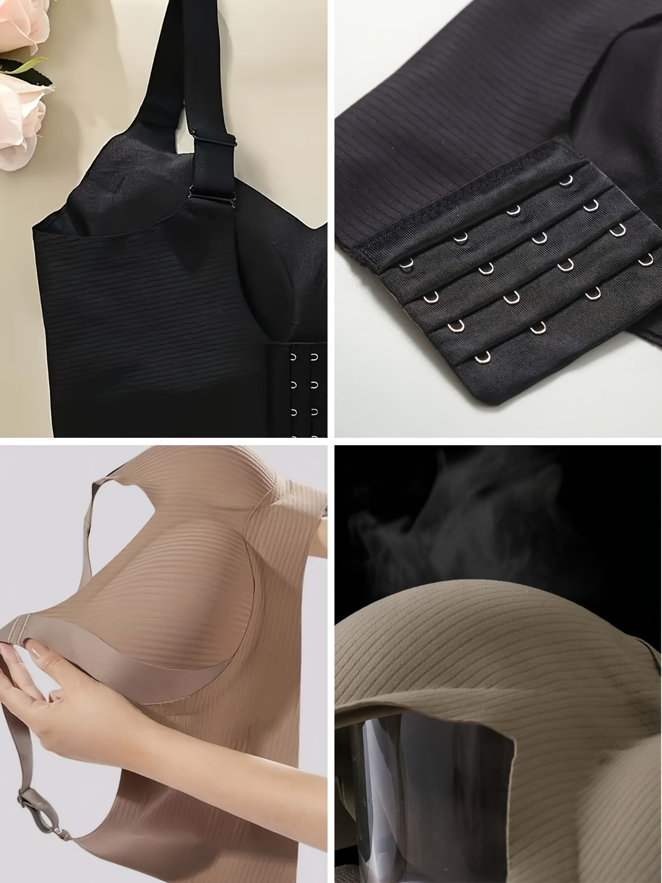 womens v neck striped bra set of 8 comfortable wire   support t shirt seamless bra   elegant style Product details 2