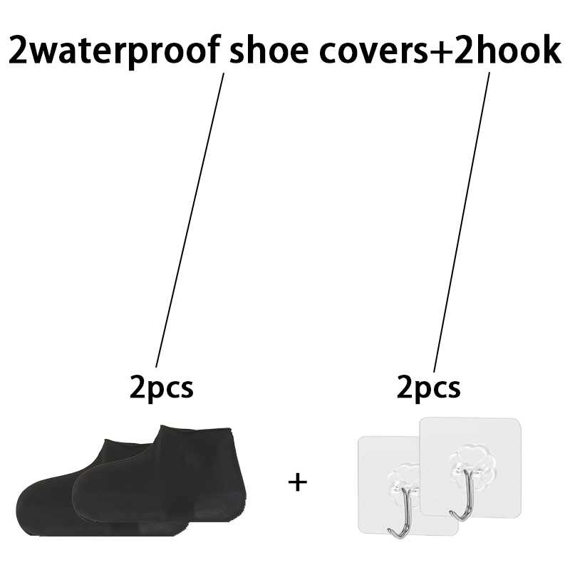 TEMU 4 pezzi (2 pezzi di copriscarpe impermeabili e 2 ganci) Copriscarpe riutilizzabili impermeabili, suola testurizzata resistente all'usura, design