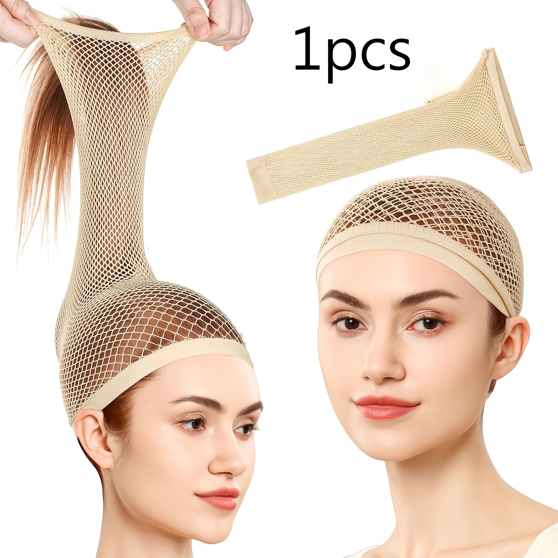 TEMU Bonnet à cheveux filet à queue de cheval ouvert CISILY avec étendue et bande élastique, convient aux queues de cheval hautes, bonnets à cheveux