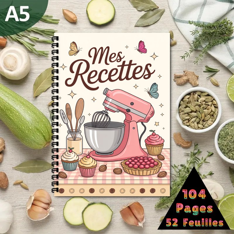 TEMU 1pc Livre de Recettes | Cahier A5 à Reliure Spirale - Livre de Recettes pour Hommes et Femmes, Peut Contenir Jusqu'à , Cahier Organisateur de