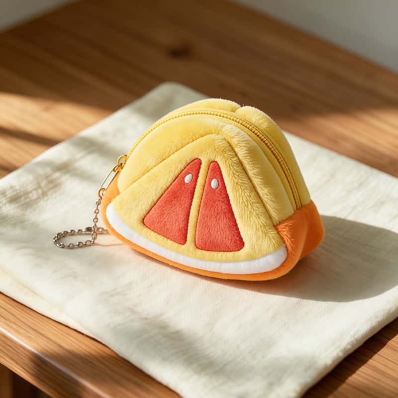 TEMU Cute Fruit Plush Coin Purse, Soft Fluffy Mini Zipper Pouch With Chain, Portable Small Wallet For Lipstick Earphones, For Teens, 4 Fruit Styles