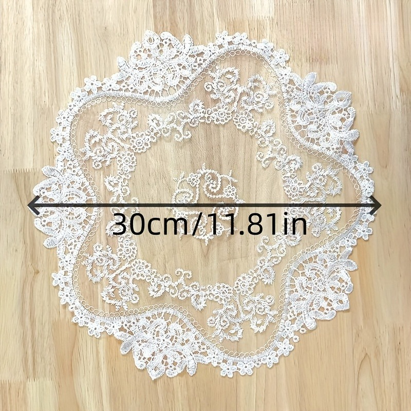 TEMU Nappe Ronde en Dentelle Blanche, Nappe de Table à Broderie , Vaisselle, Vase de Broderie , Rallonge, Dessous de Verre, Table Multifonctionnelle,
