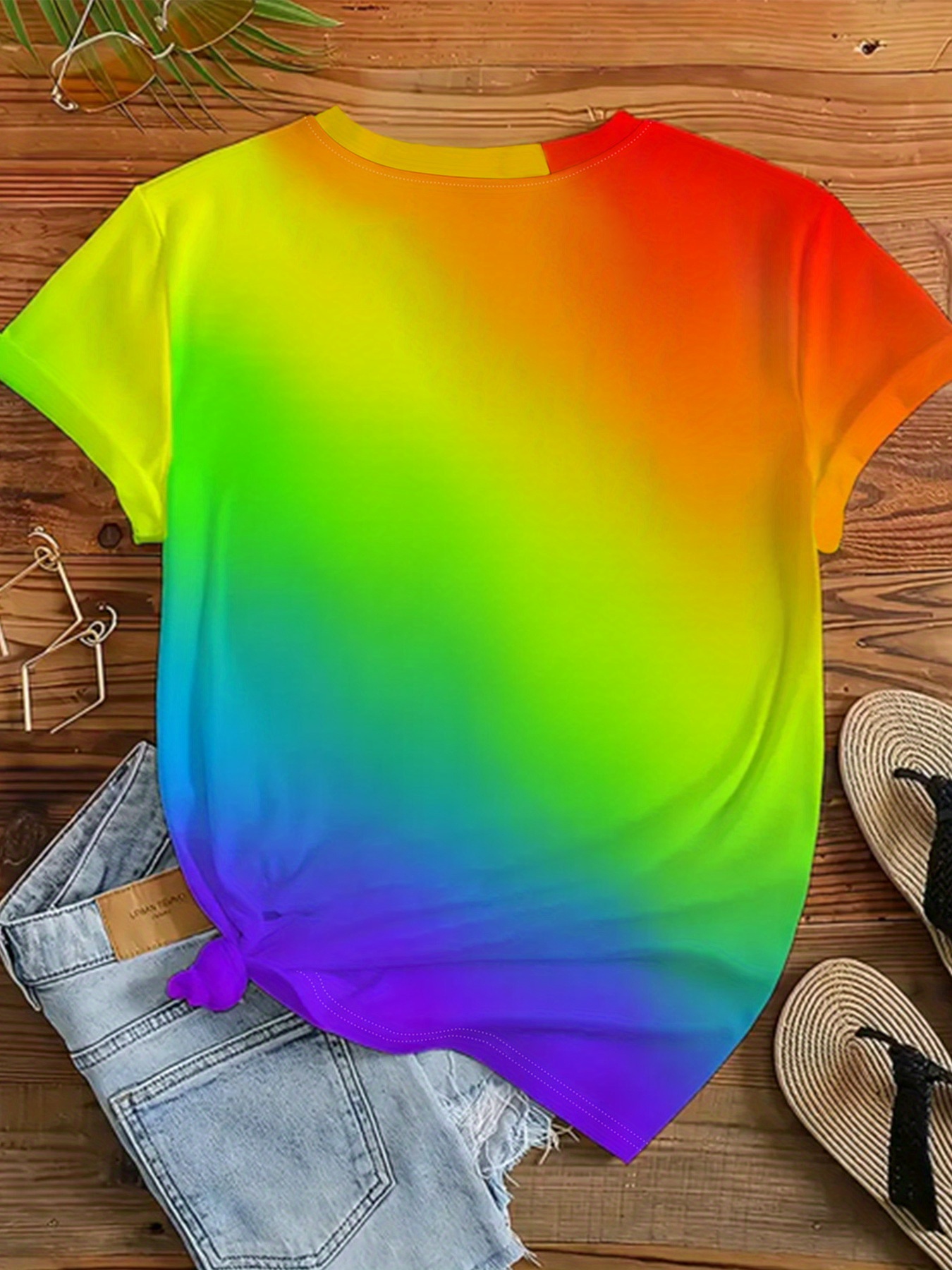 bunte regenbogen t shirt damen stilvolles grafik print