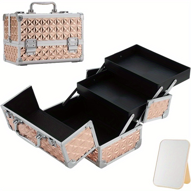 makeup train case cosmetic organizer box makeup case with lights