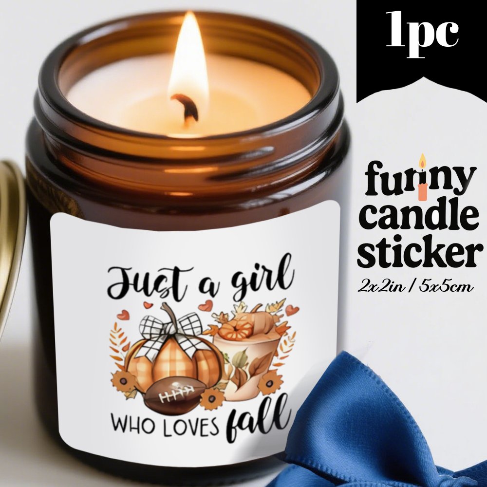 TEMU 1pc Fall Candle Wrapping Labels - Pumpkin, Leaves, Football, "just A Who Fall" & "funtiny Candle" Text - Autumn Decorations In Orange, Brown,