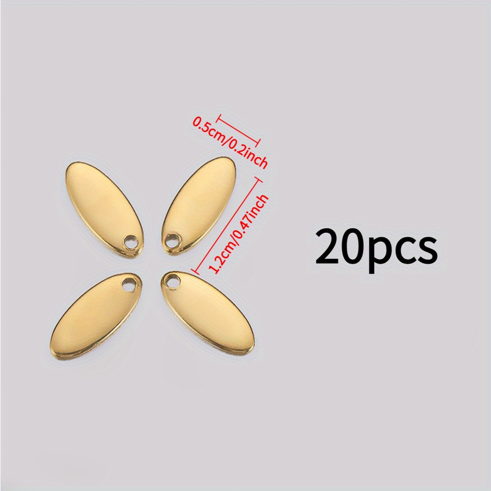 TEMU 20 pièces Pendentif Poisson en Acier Inoxydable 304 5x12mm Ovale Brillant Épaissi, Sculpture Laser pour Accessoires DIY et Fabrication de Bijoux