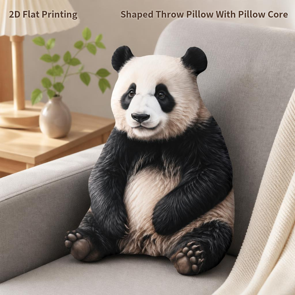 TEMU 1pc Enorme Panda Animal Mammifère Impression Plate 2D Rembourrée Coussin Décoratif Coussin pour Cadeau Chambre Canapé Pièce Fête Décor