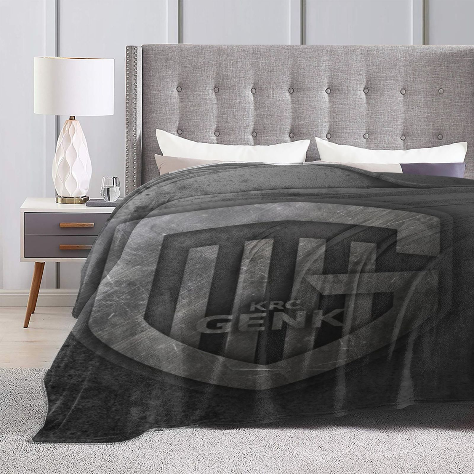 

Krc Football Pattern Flannel Throw Blanket, Contemporary Style, Polyester, Knitted , 250-300gsm, For Sofa, Office, And Travel, Anime Themed Gift