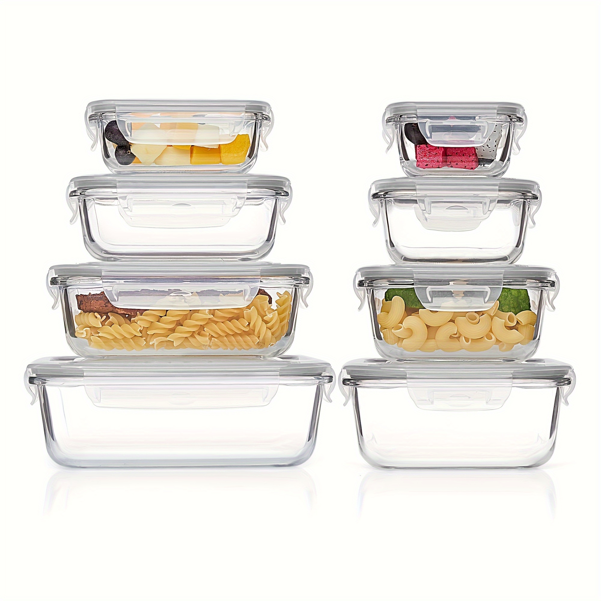 8   glass food storage containers airtight leak proof microwave oven freezer dishwasher safe bpa free stain resistant easy   with   lids for meal prep bento boxes     vegetables airtight food containers modern kitchenware   material Product details 6