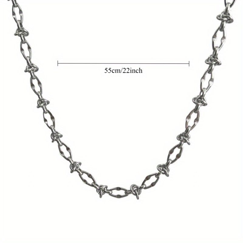 Men's Silvery Thorn Knot Necklace, Hip-Hop Style Accessory