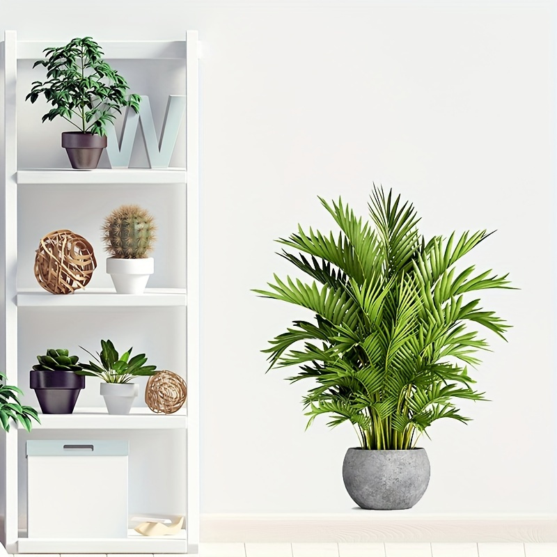 1pc Realistic Fake Palm Tree Wall Panel - Pvc Green Plant With Leaves, & Stick Mural For Walls, Doors, - Modern, Natural Privacy Screen (no Maintenance Required)