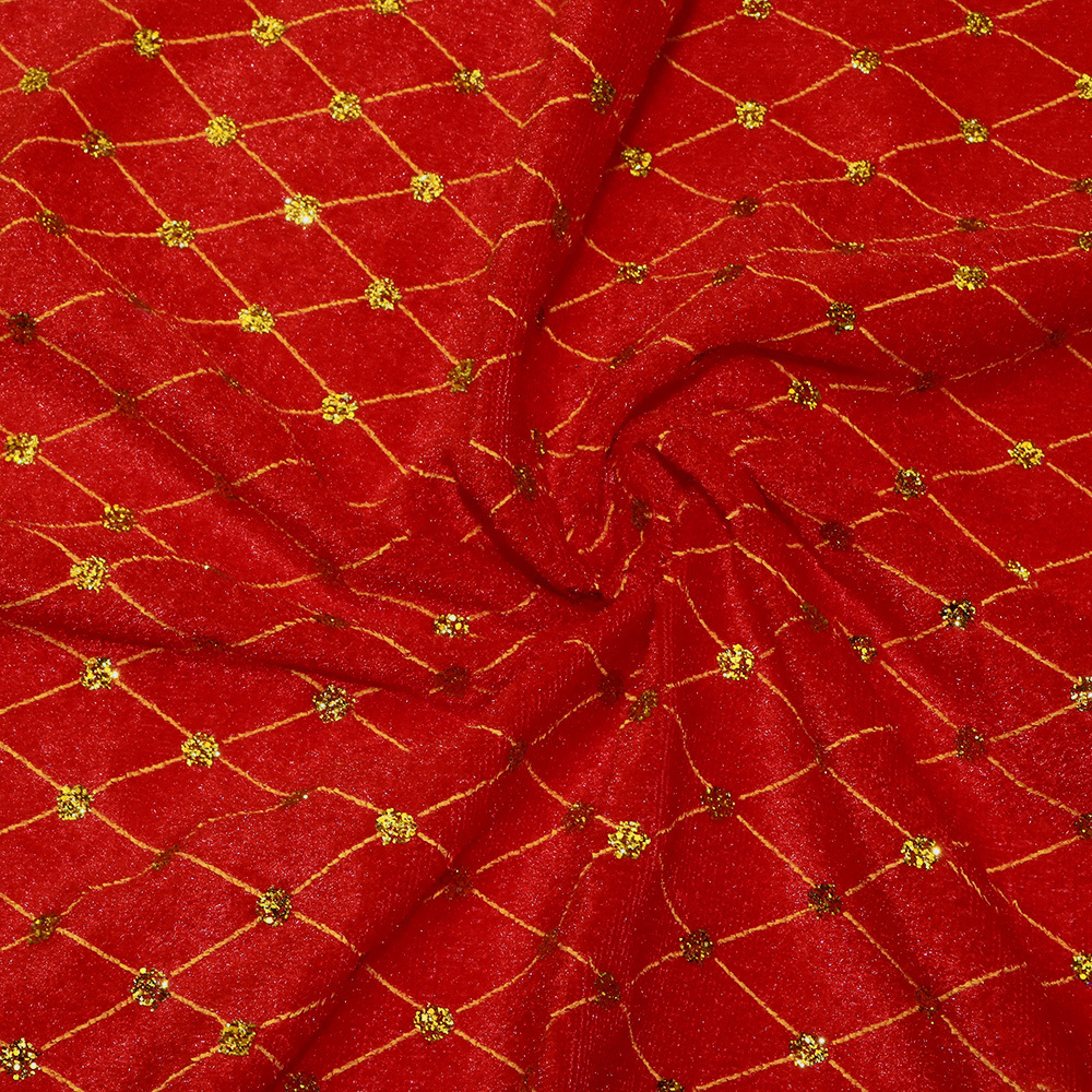 TEMU 1pc Sparkling Geometric Pattern Elastic Velvet 100% Polyester Fabric, Stretch Crushed Velvet For, Bows, Backdrops, Tablecloths, Pillows, Bags,