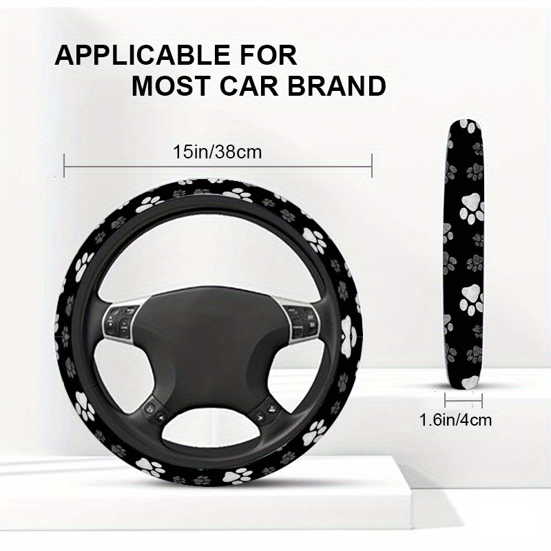 TEMU 1pc Of Simple And Stylish Print Car Steering Wheel Cover, Suitable For , Durable And Easy To Clean, Ideal For Daily Commuting, Road Trips, And