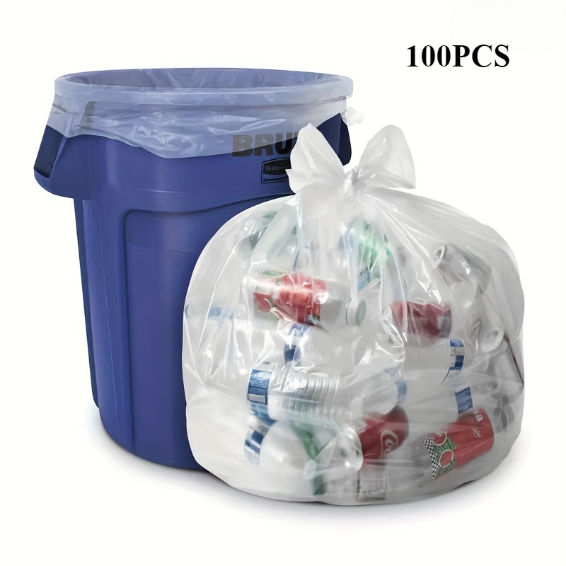 

100pcs Extra Large White Disposable Plastic Bags - Transparent, Multi- Storage & Recycling Bags For Office, Waterproof & Stain-resistant