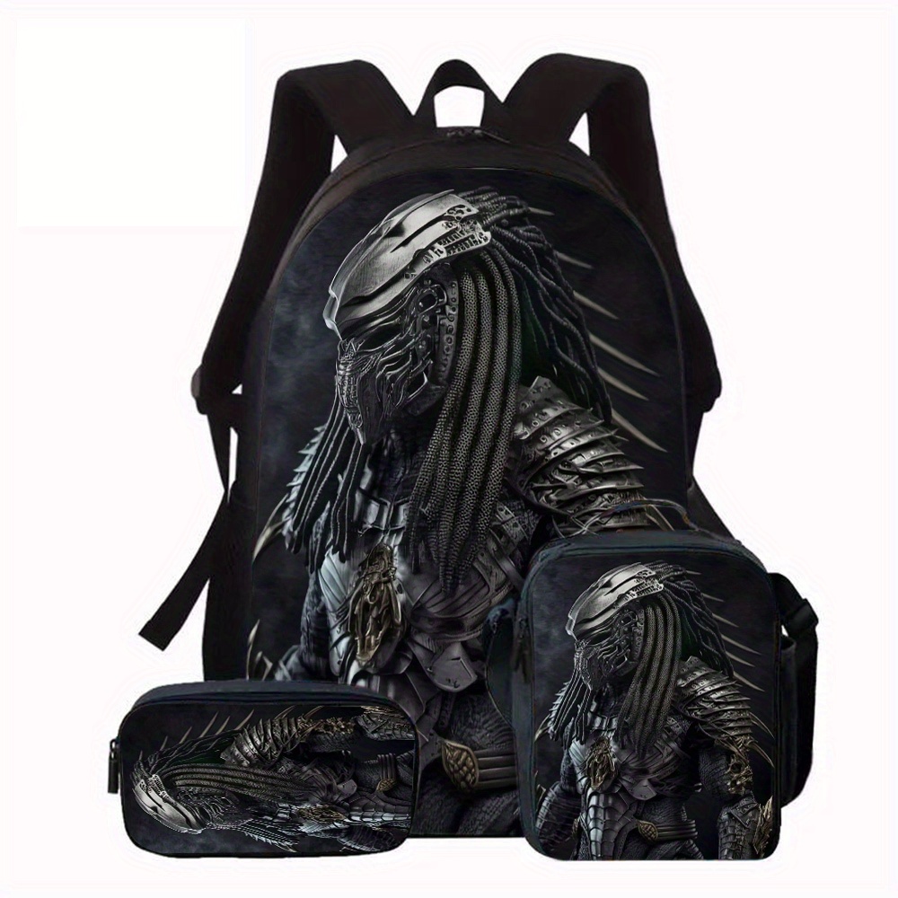 TEMU Movies Three-piece Men's Backpack With Handbag And Pencil Case, Large-capacity Backpack For Teenagers