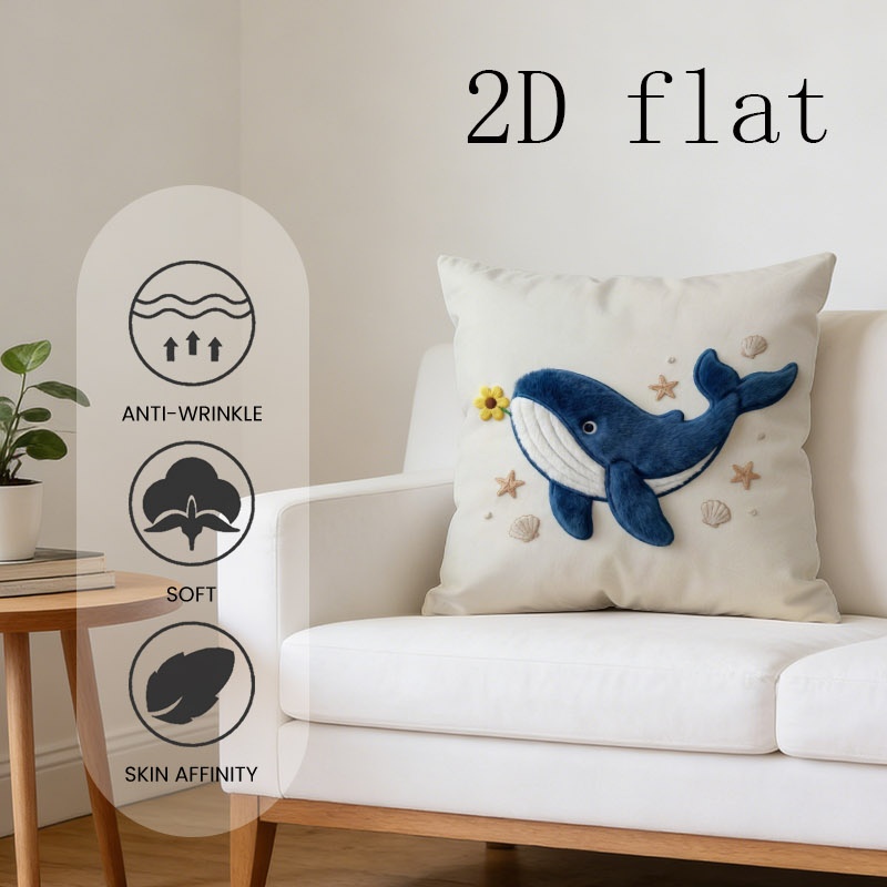TEMU Housse de coussin 1 pièce bleue - , convient pour canapé-lit, avec fermeture éclair, lavable en machine, décoration sur le thème de l'océan,