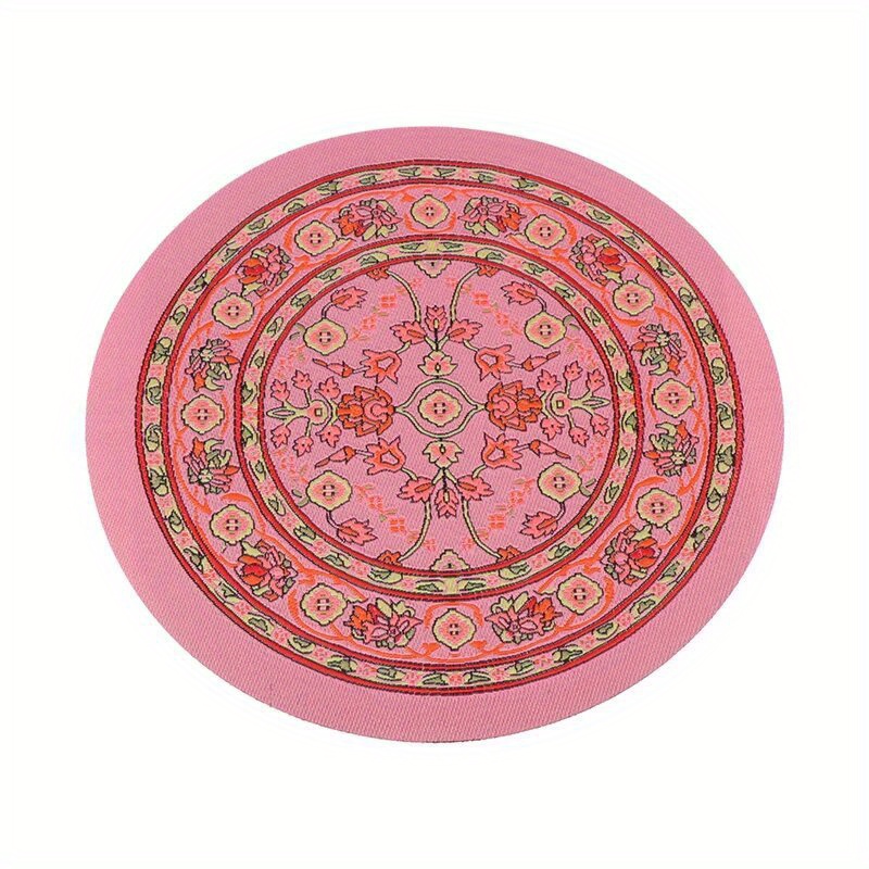 Image of 1:12 Scale Miniature Dollhouse Floor Mat - Turkish-inspired Floral Round Rug With Vibrant Mixed Colors, Intricate Patterns For Dollhouse Accessories, Collectible Home Decor (14+ Years)