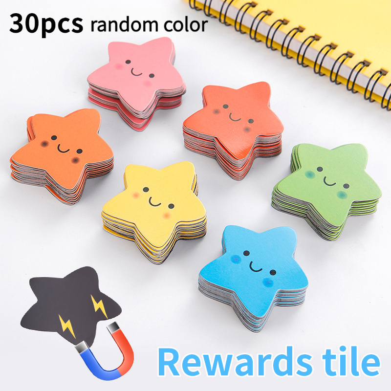 TEMU 30 Stück – Zufällige Farben – Fröhliches Gesicht Stern Kühlschrankmagnete – 3,99 x 3,99 cm Mini bunte Magnetaufkleber, können an Kühlschränken,