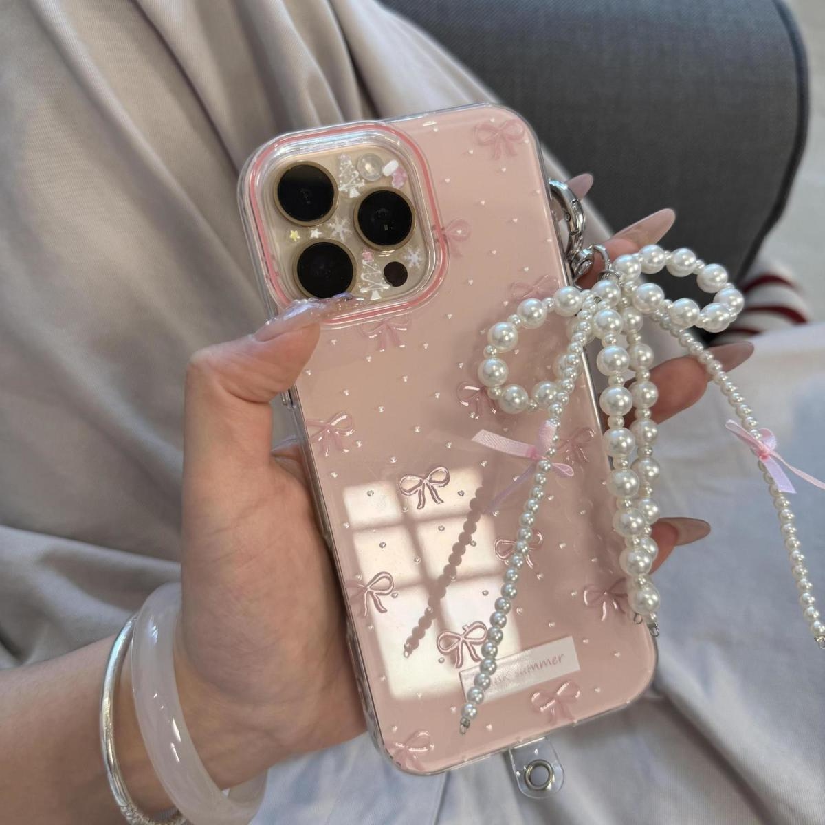 Girl's Foundation Polka Dot Bowknot New Double Layer Suitable for iPhone 14/15 Case 11 12 12pro 12pm 13 13P 13promax 14 14pro 14promax 14plus 15 15pro 15plus 15pm 16 16pro 16plus 16promax Phone Cover