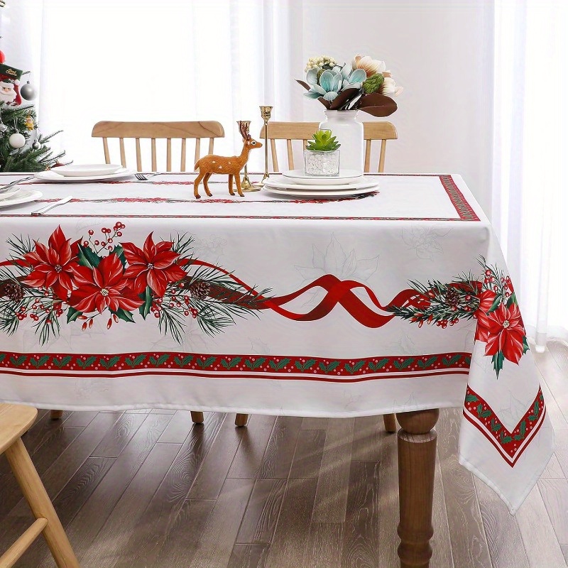 

Christmas Holiday Tablecloth And , -, Rectangular For Gathering And Decor - 1-