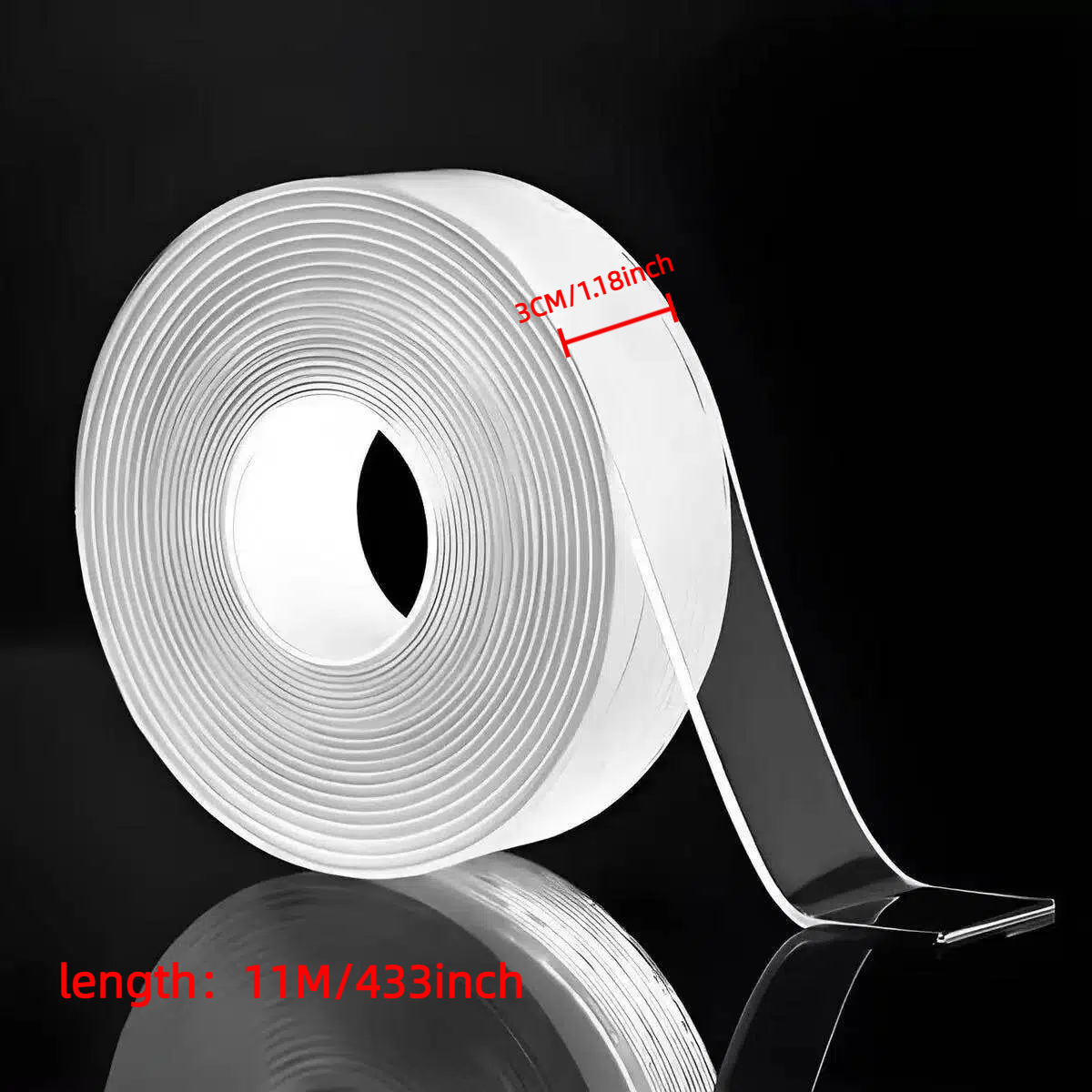 TEMU Heavy Duty Nano Double Sided Tape - Reusable, Traceless And Washable Strong Adhesive Strips For Home, Office And Car, Transparent Pvc Material,