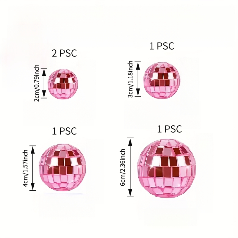 TEMU Ensemble de boules disco roses mignonnes, mini boules à scintillantes pour enterrement de vie de fille et décoration de chambre esthétique