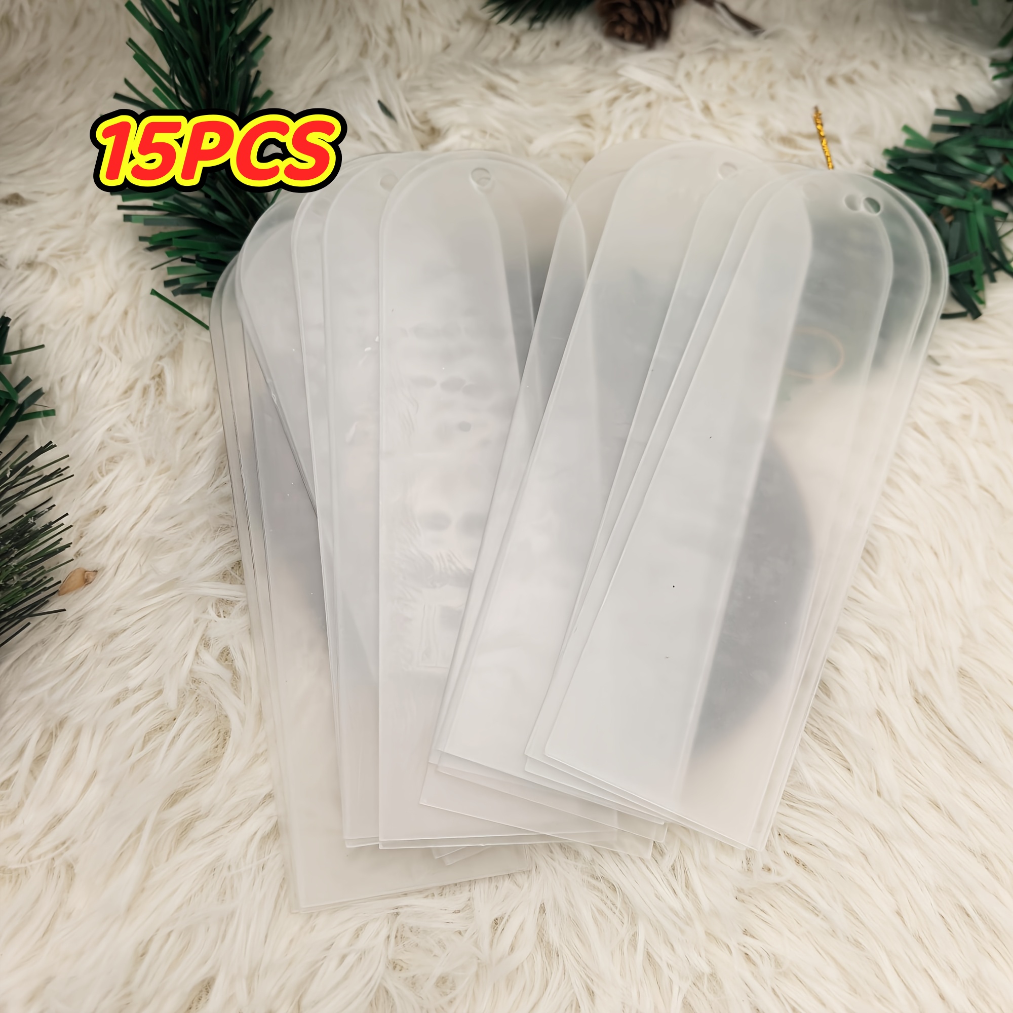 TEMU 2d Flat 15pcs Transparent Bookmark Labels- Transparent Protective Bookmark Stickers, Suitable For Crafts, Wedding Decorations, Keychains,