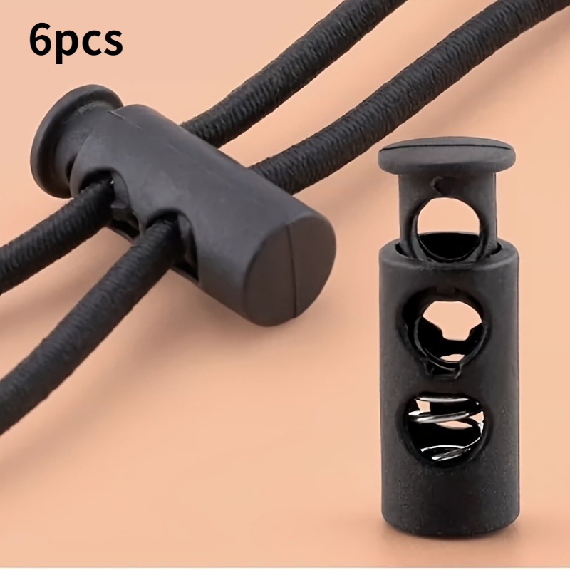 2 6 12 18pcs fashion accessories lacing   components 2 models   black plastic lacing lock spring toggle double hole adjustable elastic cord button lacing lock adjustment   suitable for shoelaces backpacks drawstrings