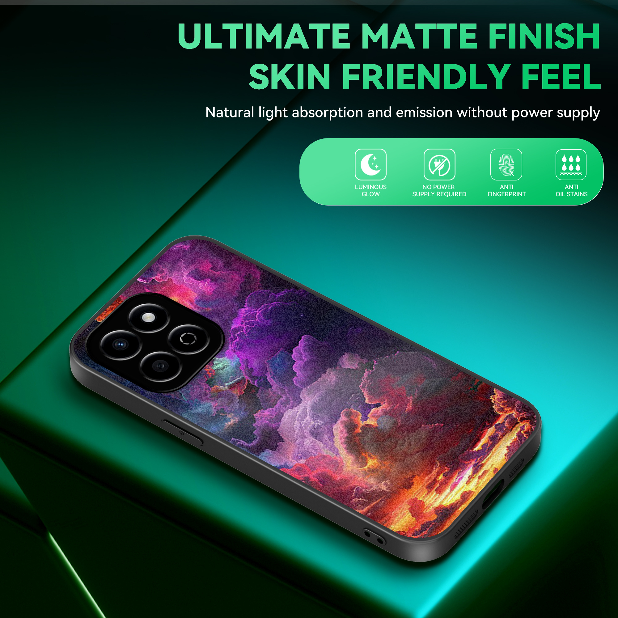 TEMU Coque de téléphone - Une coque de téléphone lumineuse avec de rêve et un design de nuage qui brille avoir besoin d'alimentation. Elle a une