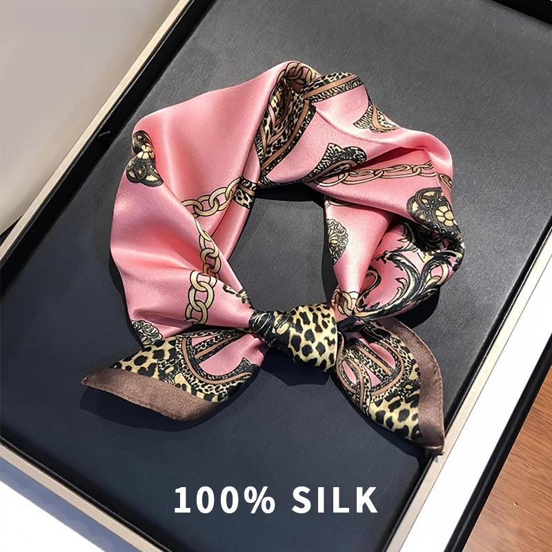E-shop . Damen-Schal 100 % Seide, geeignet als dekoratives Tuch für den Außenbereich, eleganter quadratischer Schal für Freizeit-/Formelle Kleidung,