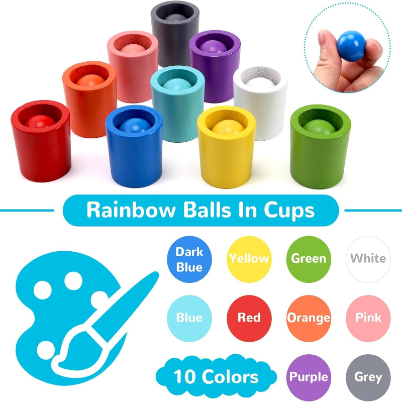 23pcs Rainbow Balls in Cups Sorting & Stacking Toy