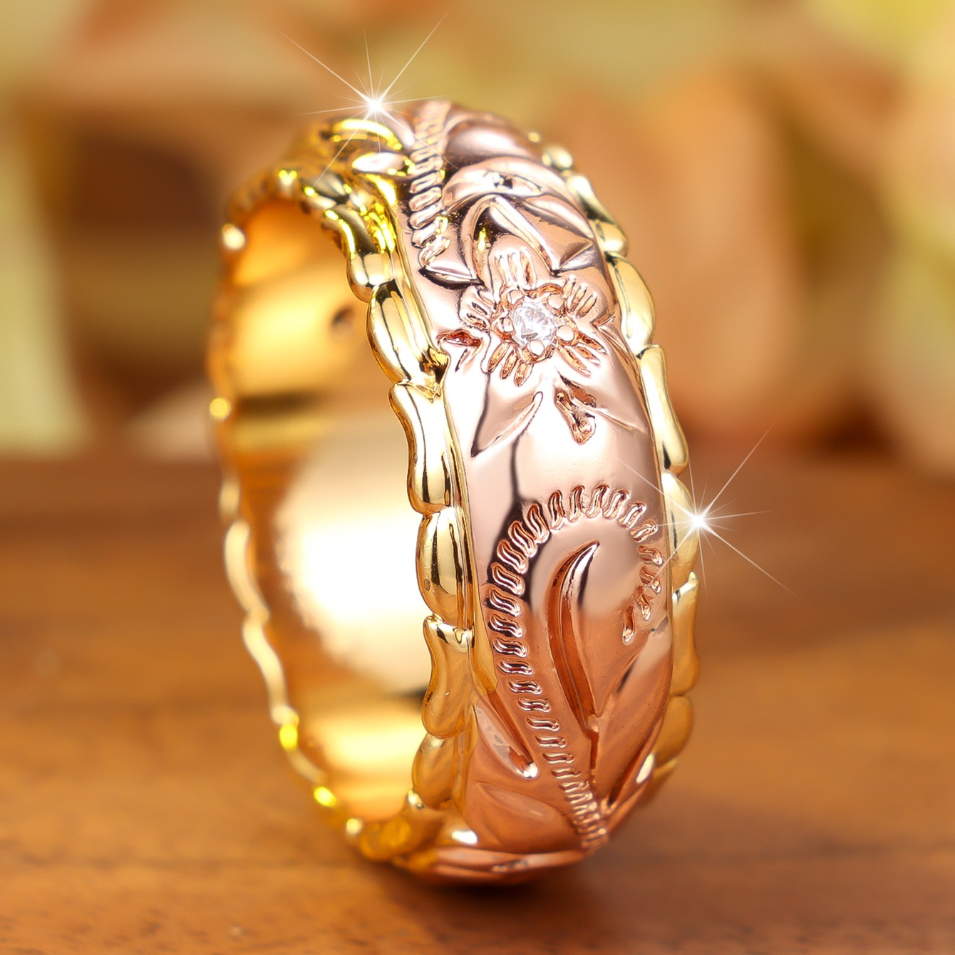 Vintage Relief Floral Wide Band Ring, Unisex