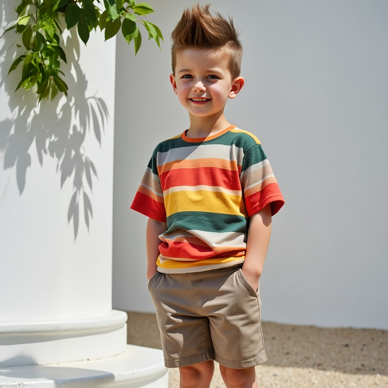 Boys Fashion Suit Summer Short-Sleeved T-Shirt and Shorts