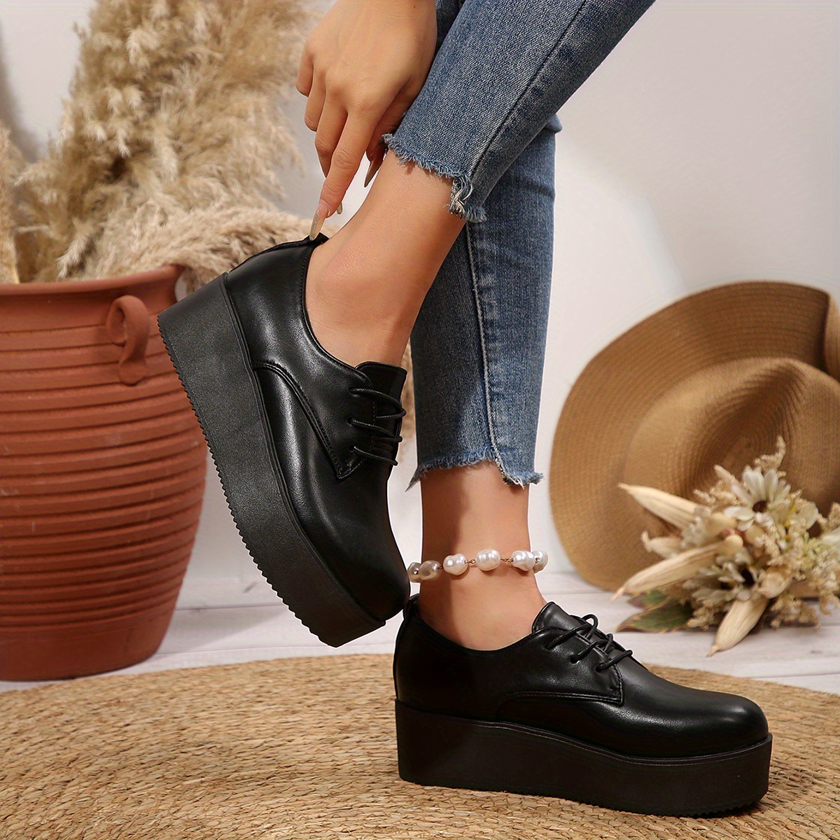 womens fashion lace loafers thick cushioned sole chunky heel