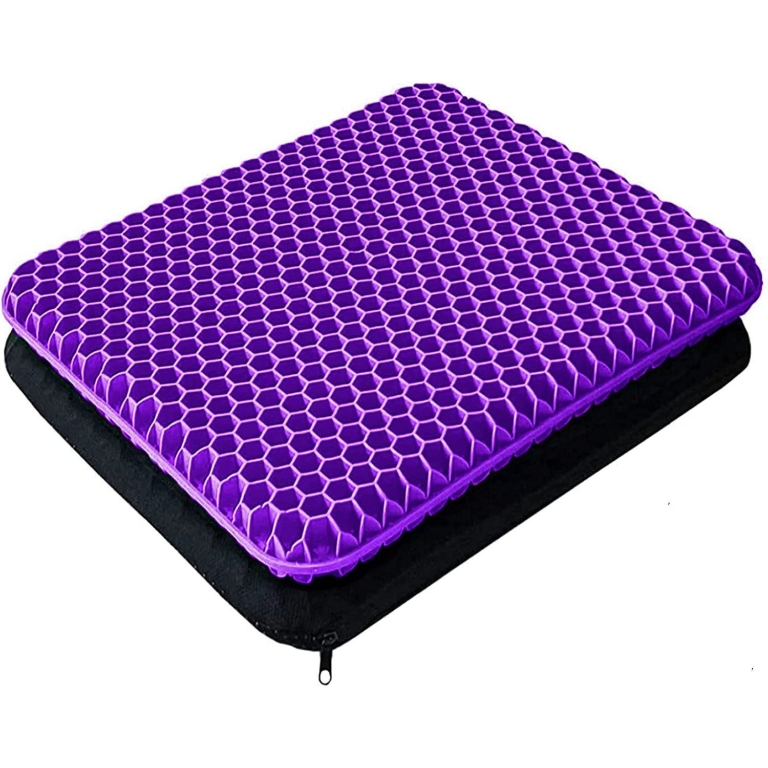 Breathable Gel Seat Cushion With Non-slip Cover - Pressure- Orthopedic Pad For Office, Car And Wheelchair | Honeycomb Support | Portable And Easy-clean