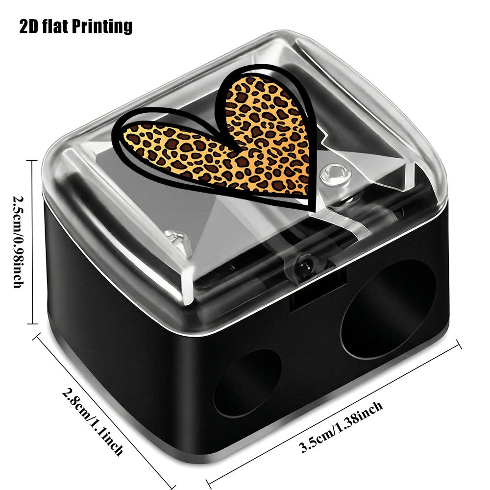 TEMU [Offerta per ] Temperamatite per cosmetici a foro con stampa a cuore leopardato e raccoglitore di - per borse per trucco, da toeletta,