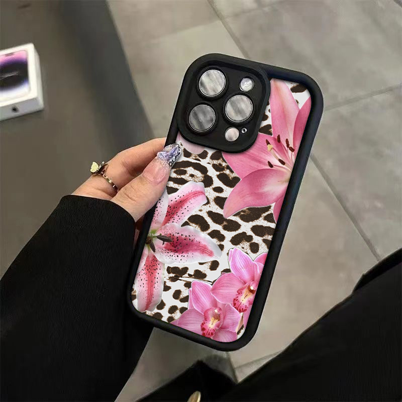 An Elegant Pink Leopard Print Design, Suitable for The TPU Phone Case for Iphone 15 Pro Max, Compatible with Iphone 14/ 13 Pro/ 12/ 11/ 7/ 24 Pro/ X/ Xr/ Xs Max, Featuring a High-Aesthetic Silicone Full-Body Protective