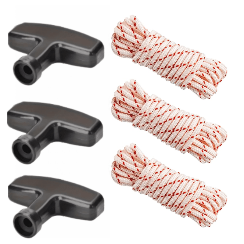 TEMU Lot de 3 cordes de démarrage par traction de 10 pi x 9/64 po (3,5 mm), adaptées aux tondeuses à gazon, tronçonneuses, engins de chantier,