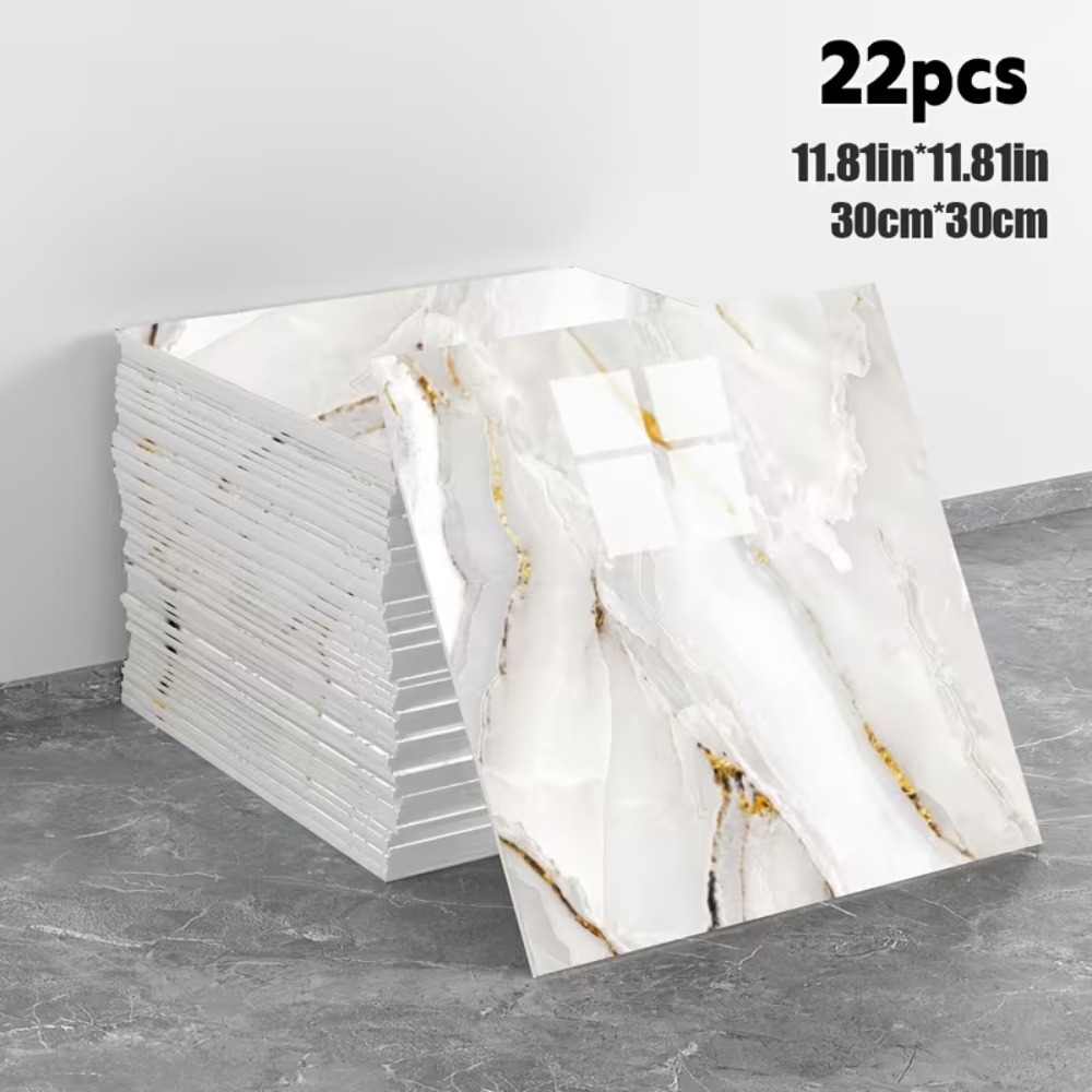TEMU Set da 22 piastrelle autoadesive per e pannelli per pareti , adatte per bagno, cucina, camera da letto, pavimentazione in PVC e impermeabile con
