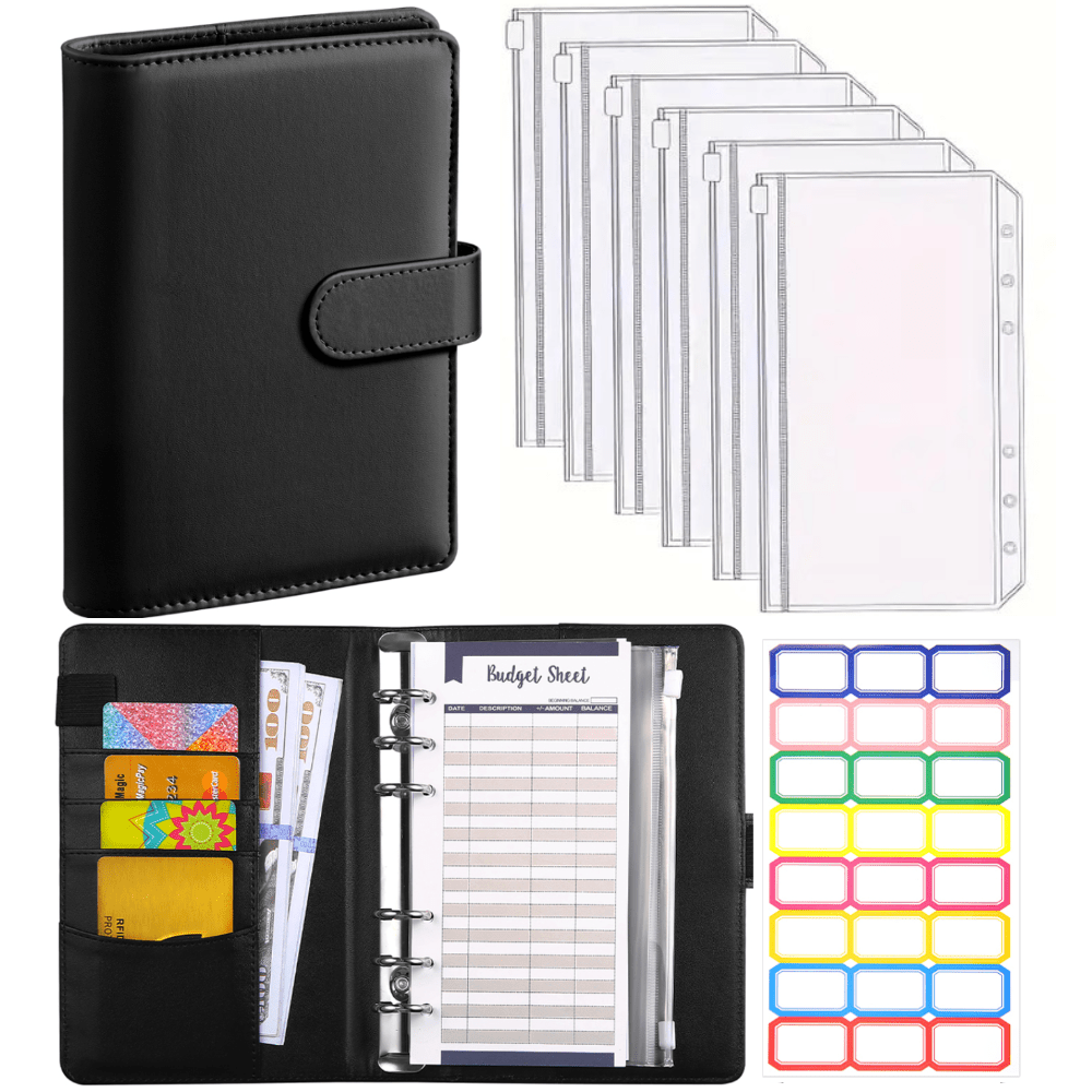 cuaderno de presupuesto a6 - carpeta para ahorrar con sobres cremallera, hojas de   y  , ideal para   de acción de  