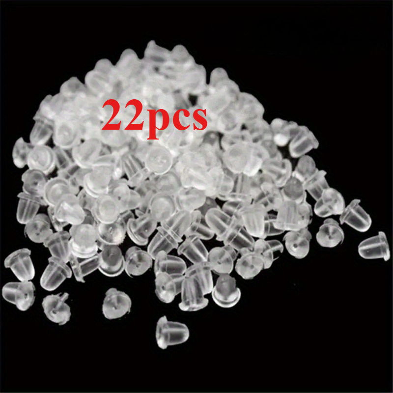 TEMU 22 piezas de topes de silicona para aretes, 22 piezas de tapones de silicona para los oídos, topes para aretes para joyería, cierres seguros,
