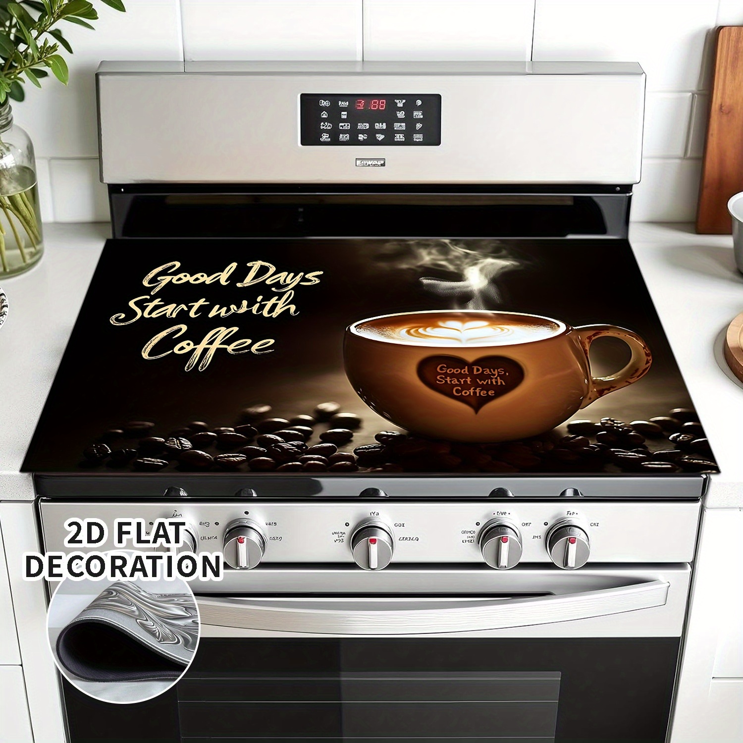Integrated Stove Replacement Decorative Kit, 2d Flat Decoration Stove Protector, Stove Top Cover, Stove Top Covers For Electric Stove, Printed Stove Protector, 1pc, 2d Flat